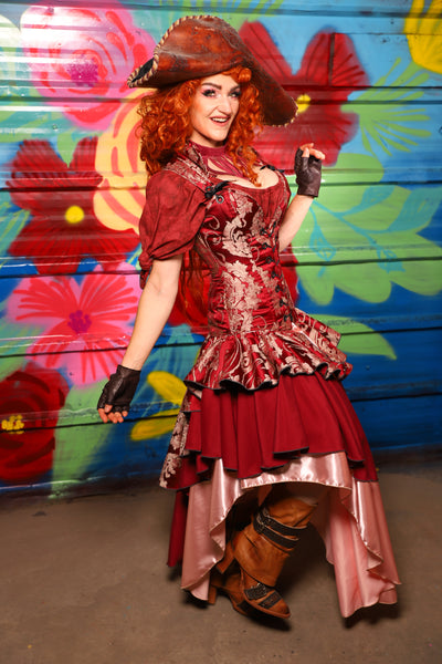 Deluxe Double Layer Peplum Ruffle in Cranberry Damask - Day 15 of "Celebrating 22 Years of Damsel"