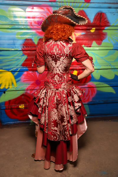 Deluxe Double Layer Peplum Ruffle in Cranberry Damask - Day 15 of "Celebrating 22 Years of Damsel"