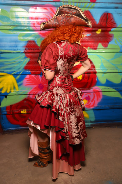 Deluxe Double Layer Peplum Ruffle in Cranberry Damask - Day 15 of "Celebrating 22 Years of Damsel"