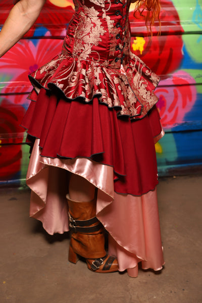 Deluxe Double Layer Peplum Ruffle in Cranberry Damask - Day 15 of "Celebrating 22 Years of Damsel"