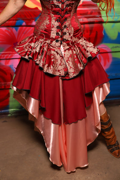 Deluxe Double Layer Peplum Ruffle in Cranberry Damask - Day 15 of "Celebrating 22 Years of Damsel"