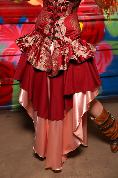 Deluxe Double Layer Peplum Ruffle in Cranberry Damask - Day 15 of "Celebrating 22 Years of Damsel"