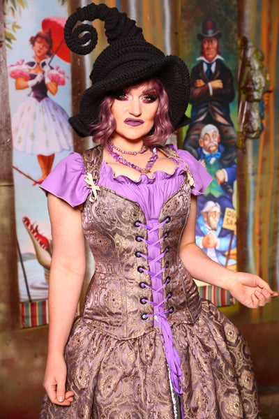 Heidi Corset in Dusty Plum Damask - "Foolish Mortals Collection"