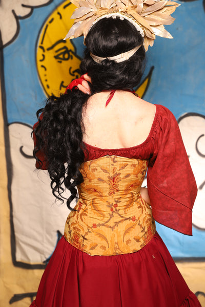 Wench Corset in Cornbread Floral - The Goldenberry Collection