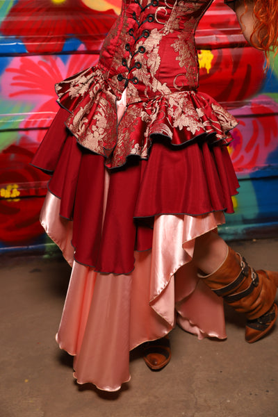 Deluxe Double Layer Peplum Ruffle in Cranberry Damask - Day 15 of "Celebrating 22 Years of Damsel"