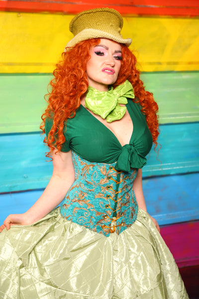 Wench Corset in Turquoise & Gold Filigree #70 - The Magically Delicious Collection