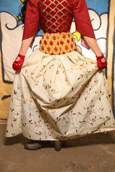 Tulip Skirt in Ivory and Gold Reeds - The Goldenberry Collection