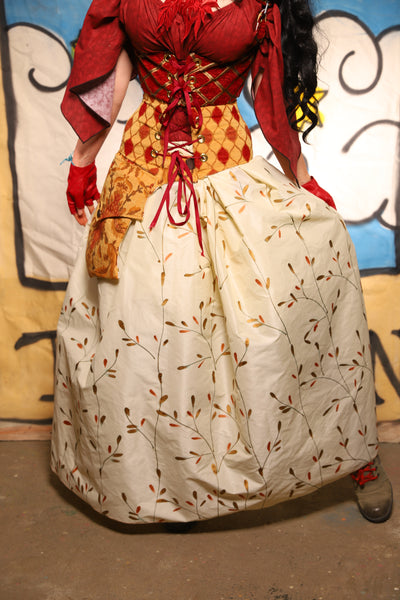 Tulip Skirt in Ivory and Gold Reeds - The Goldenberry Collection