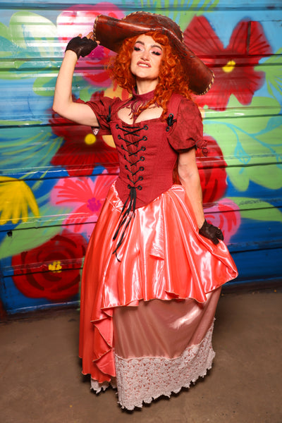 Crescent Skirt in Coral Satin - Day 15 of "Celebrating 22 Years of Damsel"