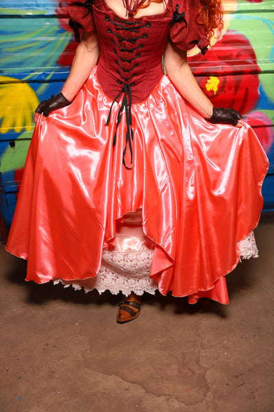 Crescent Skirt in Coral Satin - Day 15 of "Celebrating 22 Years of Damsel"