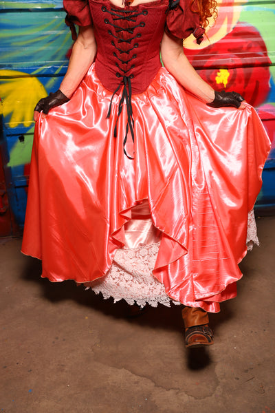 Crescent Skirt in Coral Satin - Day 15 of "Celebrating 22 Years of Damsel"