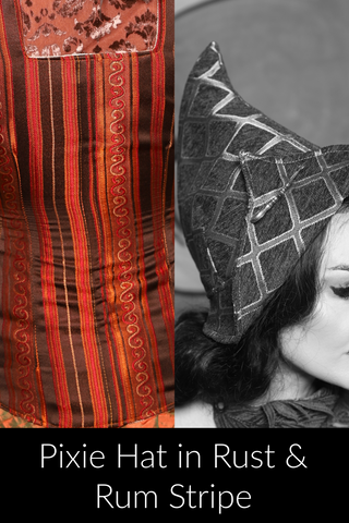 Pixie Hat in Rust & Rum Stripe - The "Ensembled in Embers" Collection