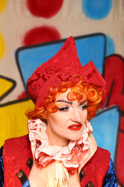 Crooked Point Hat in Scarlet Medallion -The Clowning Around Collection