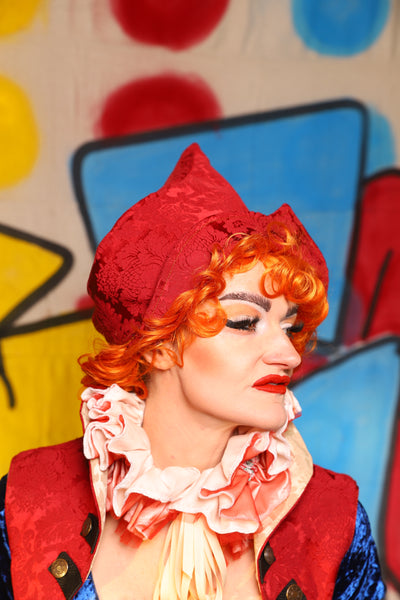 Crooked Point Hat in Scarlet Medallion -The Clowning Around Collection