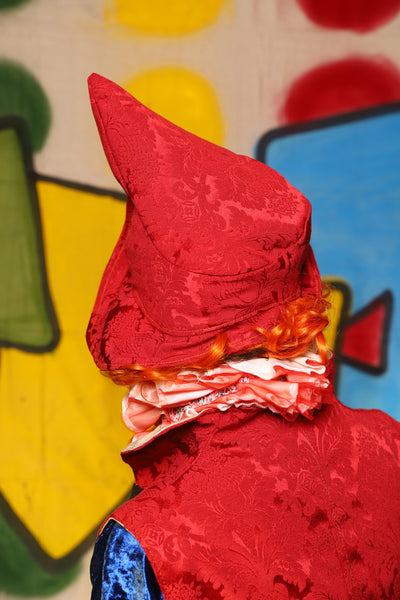Crooked Point Hat in Scarlet Medallion -The Clowning Around Collection
