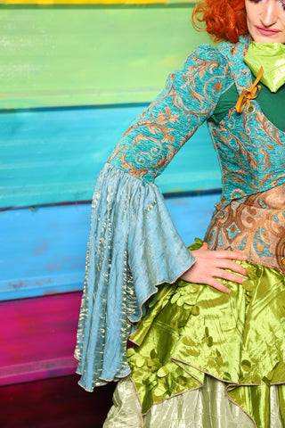 Detachable Deluxe Flounce Sleeves in Turquoise & Gold Filigree #15 - The Magically Delicious Collection