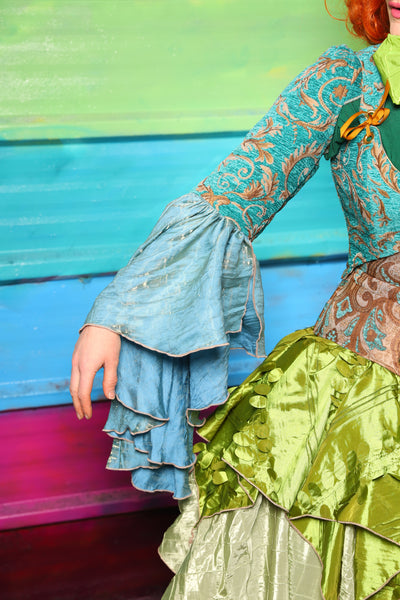 Detachable Deluxe Flounce Sleeves in Turquoise & Gold Filigree #15 - The Magically Delicious Collection