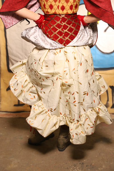 Stagecoach Skirt in Ivory and Gold Reeds - The Goldenberry Collection
