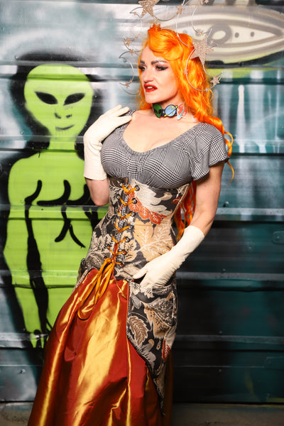 Siren Underbust Corset in Gilded Foliage - The Gilded Galaxy Collection