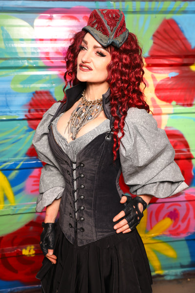 Courtier Corset in Storm Gray Suede- Day 17 of "Celebrating 22 Years of Damsel"