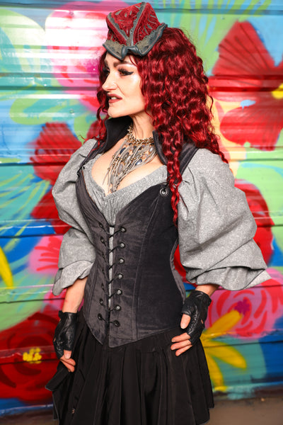 Courtier Corset in Storm Gray Suede- Day 17 of "Celebrating 22 Years of Damsel"
