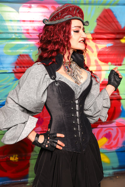 Courtier Corset in Storm Gray Suede- Day 17 of "Celebrating 22 Years of Damsel"