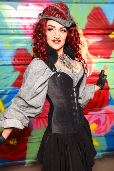 Courtier Corset in Storm Gray Suede- Day 17 of "Celebrating 22 Years of Damsel"