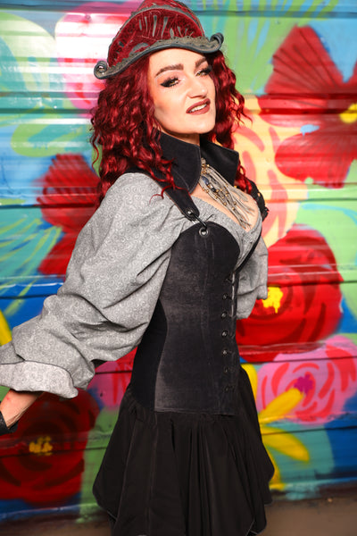 Courtier Corset in Storm Gray Suede- Day 17 of "Celebrating 22 Years of Damsel"