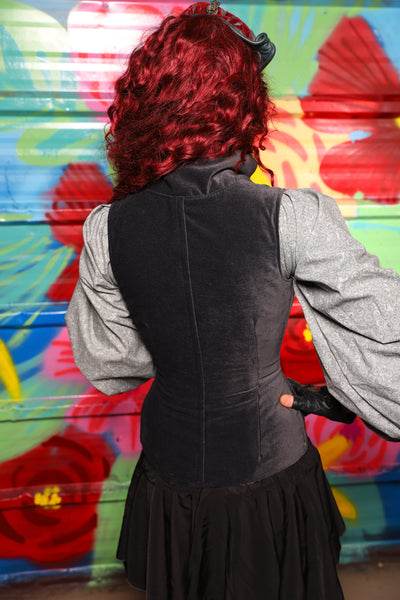 Courtier Corset in Storm Gray Suede- Day 17 of "Celebrating 22 Years of Damsel"