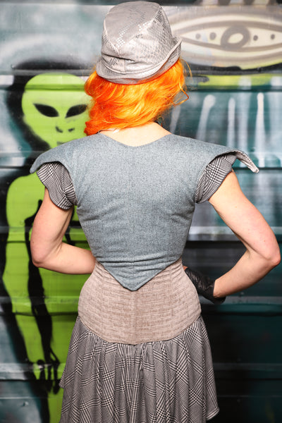 Cropped Elf Underbust Corset in Steel Blue - The Gilded Galaxy Collection