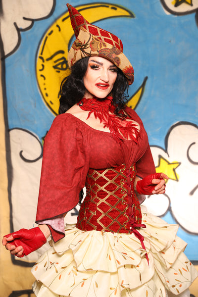 Petite Wench in Crimson & Gold Lattice - The Goldenberry Collection