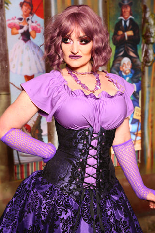 Wench Corset in Purple & Black Medallion #50 - "Pieces of Eight" Collection