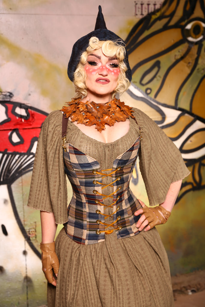 09-Crossfire Corset in Porch Swing Plaid - The Gnomenclature Collection