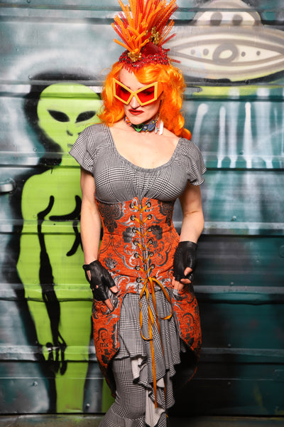 Siren Underbust Corset in Goldfish Medallion - The Gilded Galaxy Collection
