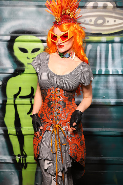 Siren Underbust Corset in Goldfish Medallion - The Gilded Galaxy Collection