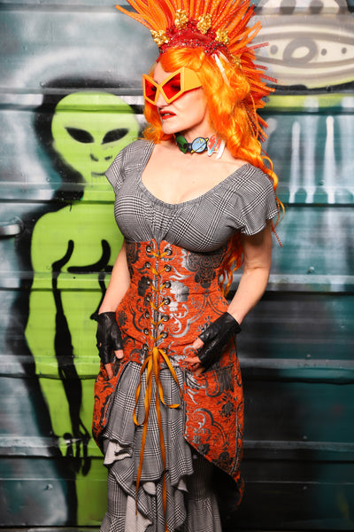 Siren Underbust Corset in Goldfish Medallion - The Gilded Galaxy Collection