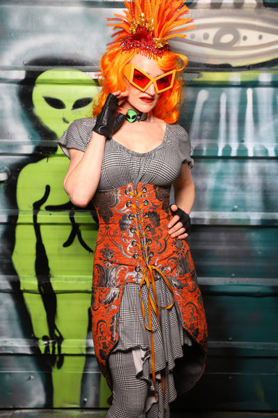 Siren Underbust Corset in Goldfish Medallion - The Gilded Galaxy Collection
