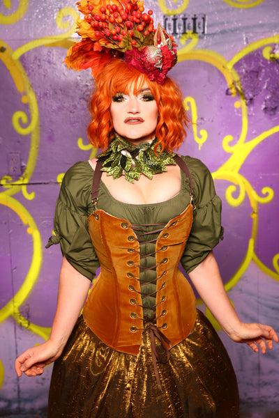 Aurora Corset in Harvest Gold Velvet #3 - Moss & Maple Collection