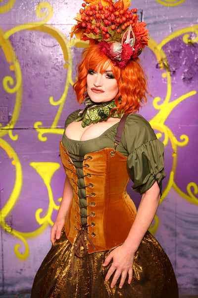 Aurora Corset in Harvest Gold Velvet #3 - Moss & Maple Collection