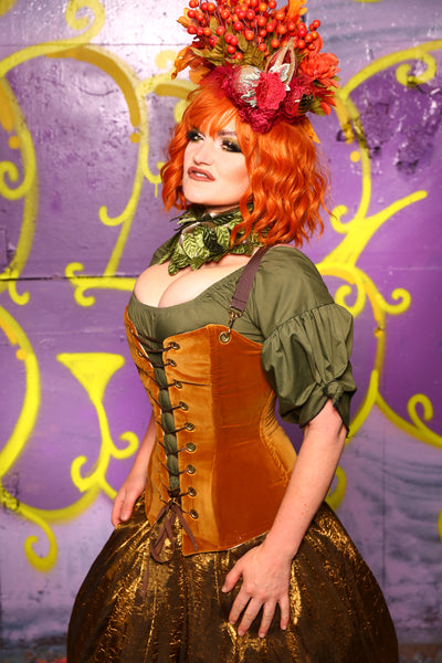 Aurora Corset in Harvest Gold Velvet #3 - Moss & Maple Collection