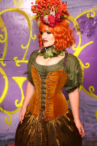 Aurora Corset in Harvest Gold Velvet #3 - Moss & Maple Collection