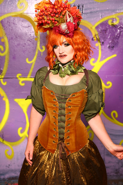 Aurora Corset in Harvest Gold Velvet #3 - Moss & Maple Collection