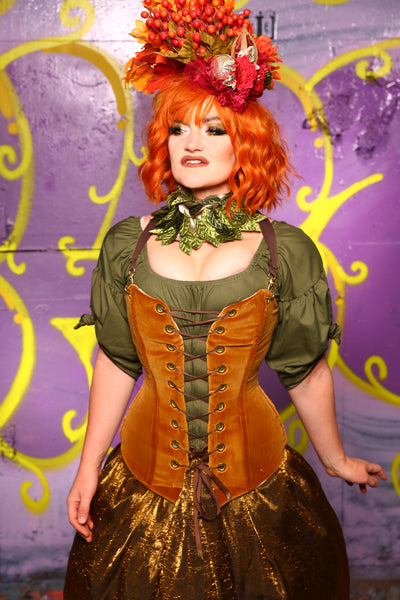 Aurora Corset in Harvest Gold Velvet #3 - Moss & Maple Collection