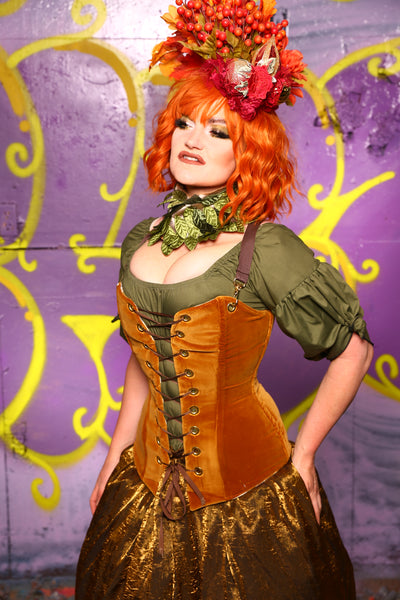 Aurora Corset in Harvest Gold Velvet #3 - Moss & Maple Collection