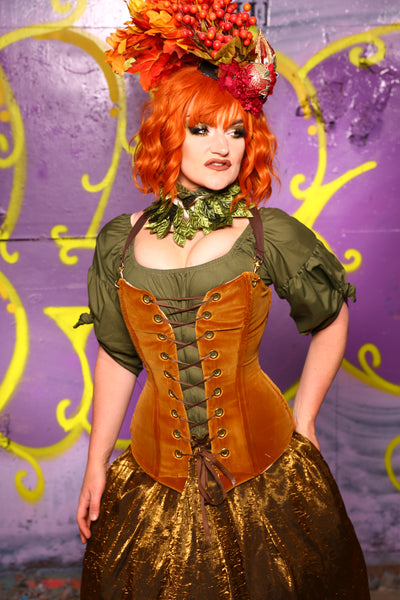 Aurora Corset in Harvest Gold Velvet #3 - Moss & Maple Collection