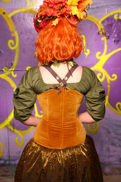 Aurora Corset in Harvest Gold Velvet #3 - Moss & Maple Collection