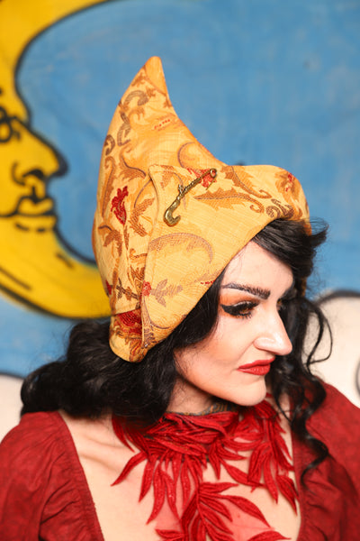 Pixie Hat in Cornbread Floral - The Goldenberry Collection