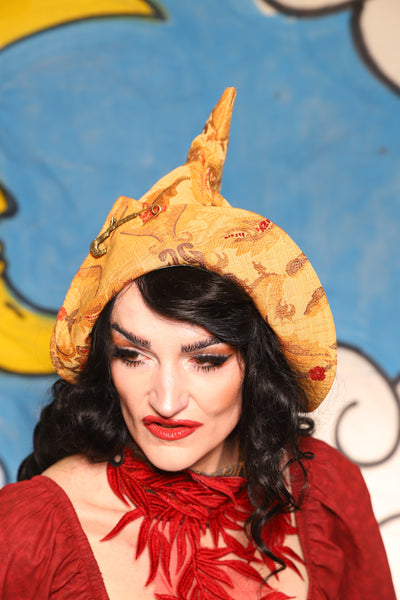 Pixie Hat in Cornbread Floral - The Goldenberry Collection