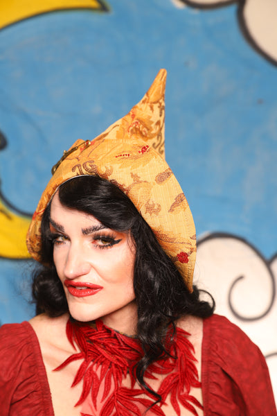 Pixie Hat in Cornbread Floral - The Goldenberry Collection