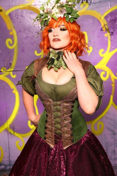 Buccaneer Corset Green Velvet #6 - Moss & Maple Collection